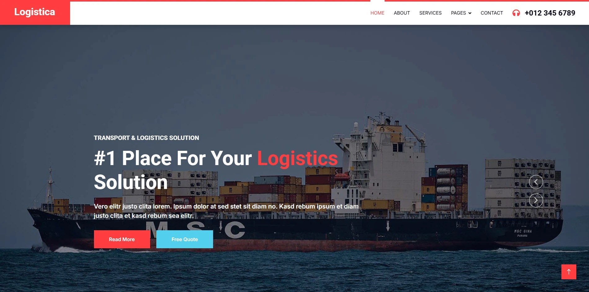 „Frachtschiff‑Hero – Logis Transport & Logistics Template“