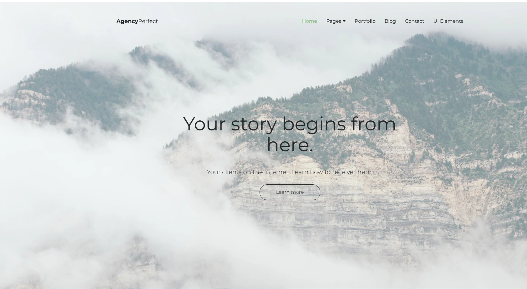 „Hero‑Bereich von Agency Perfect – responsives Agentur‑Layout“